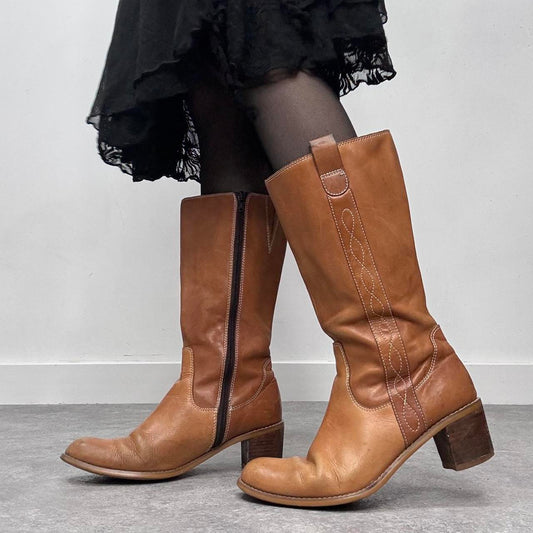 Tan leather campus boots
