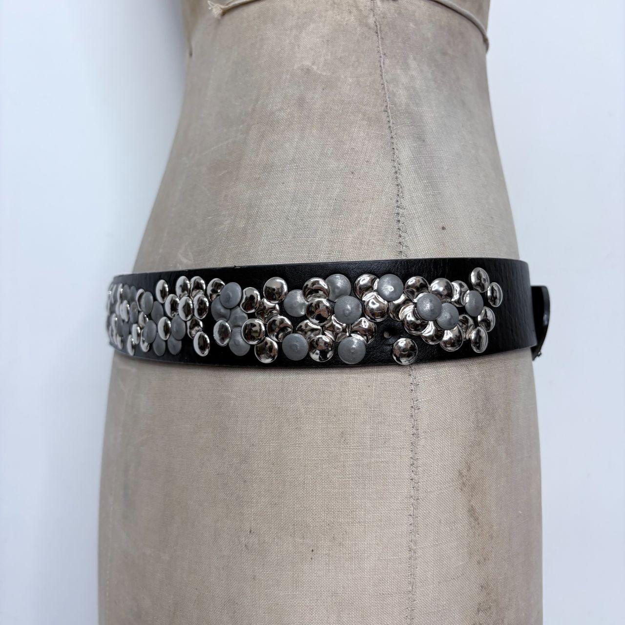 Black leather studded metal belt