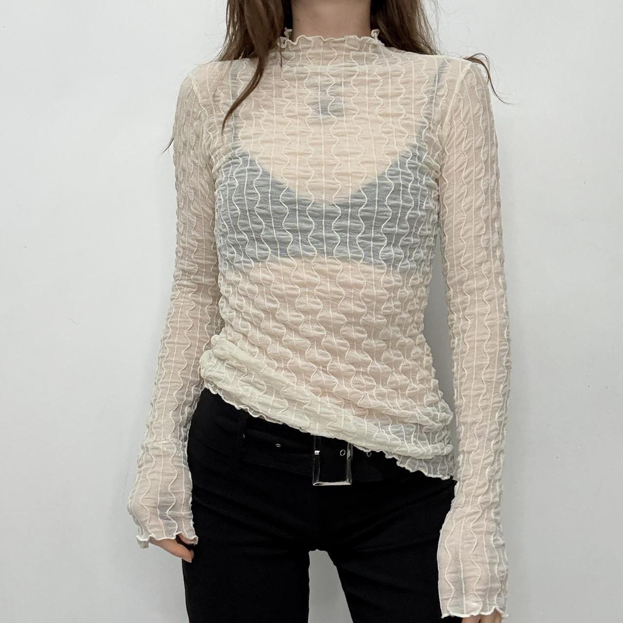 Sheer crinkle plisse slouchy top