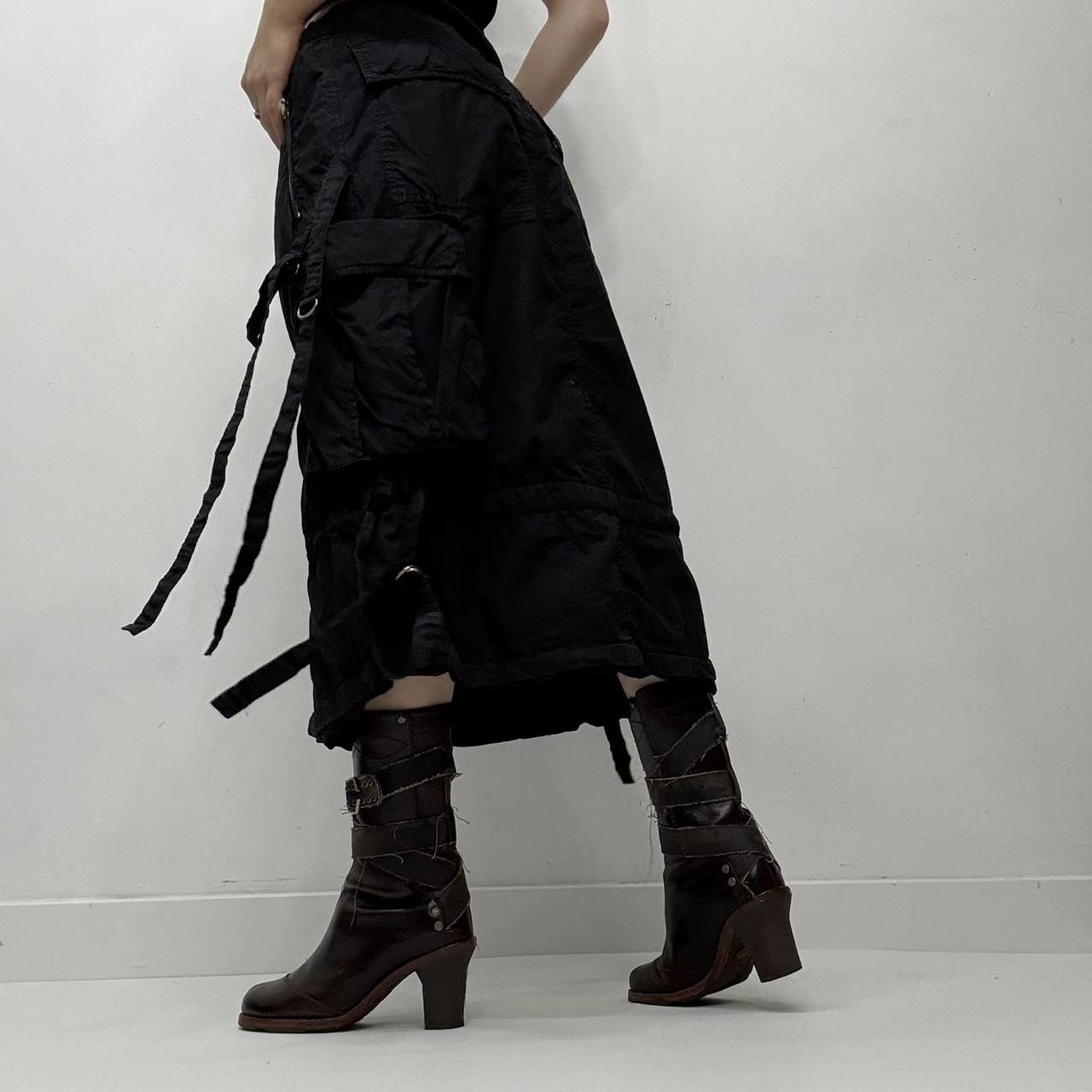 Black rave zip gothic utility skirt