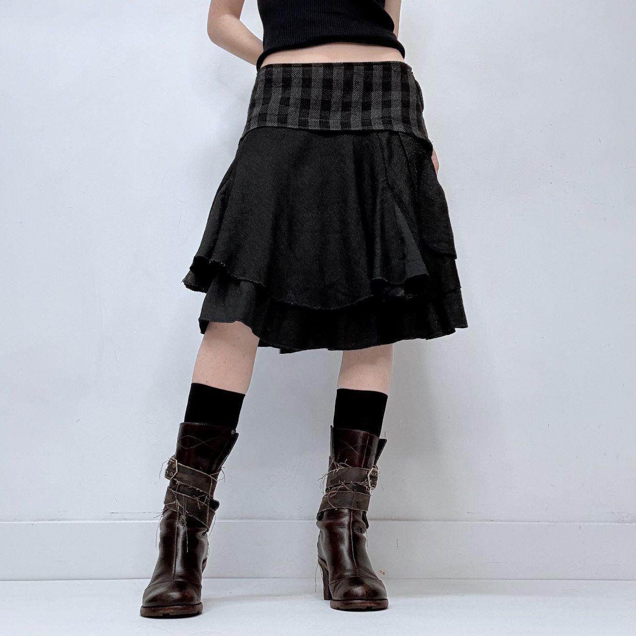 Layered black striped ruffle skirt