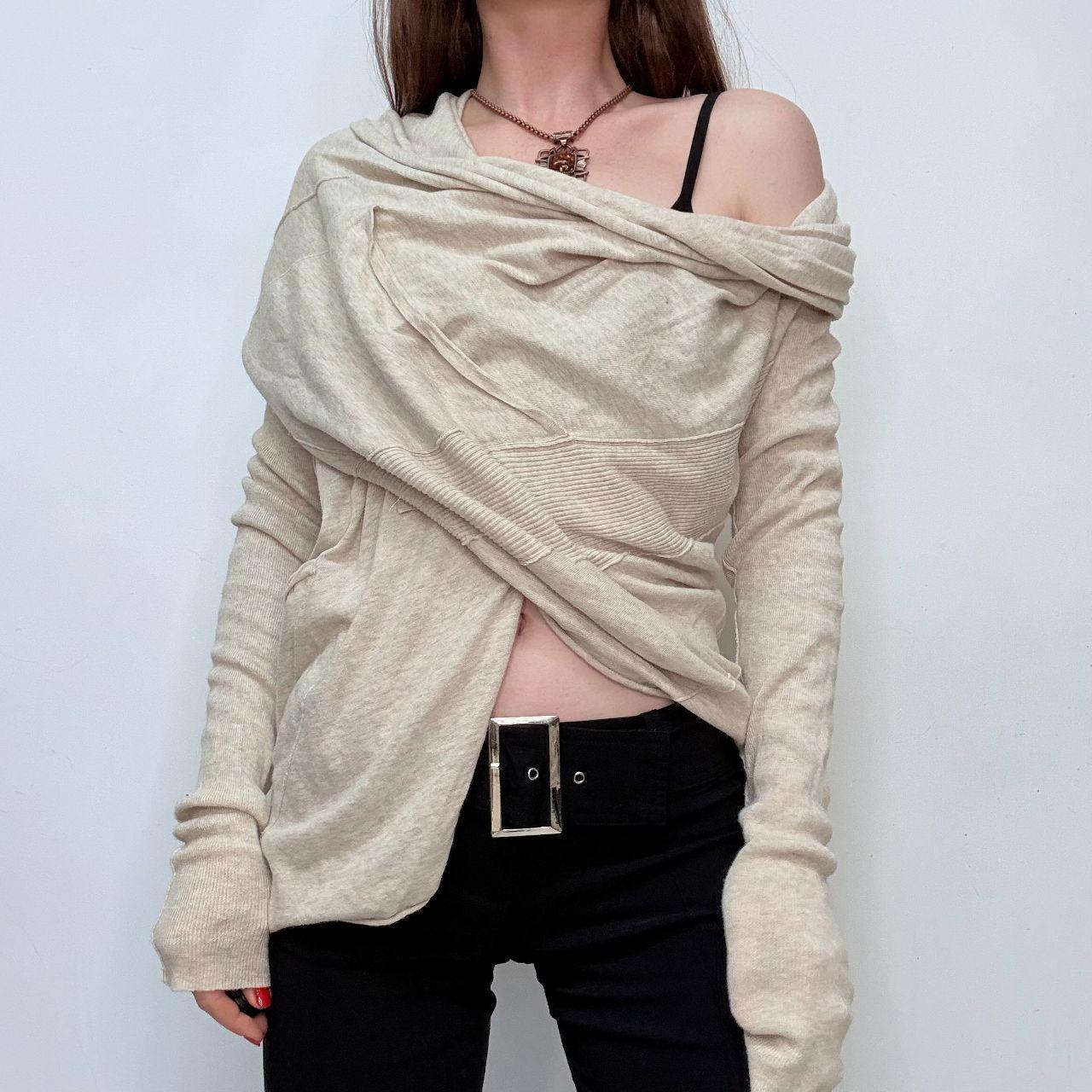 Oatmeal slouchy asymmetric jumper
