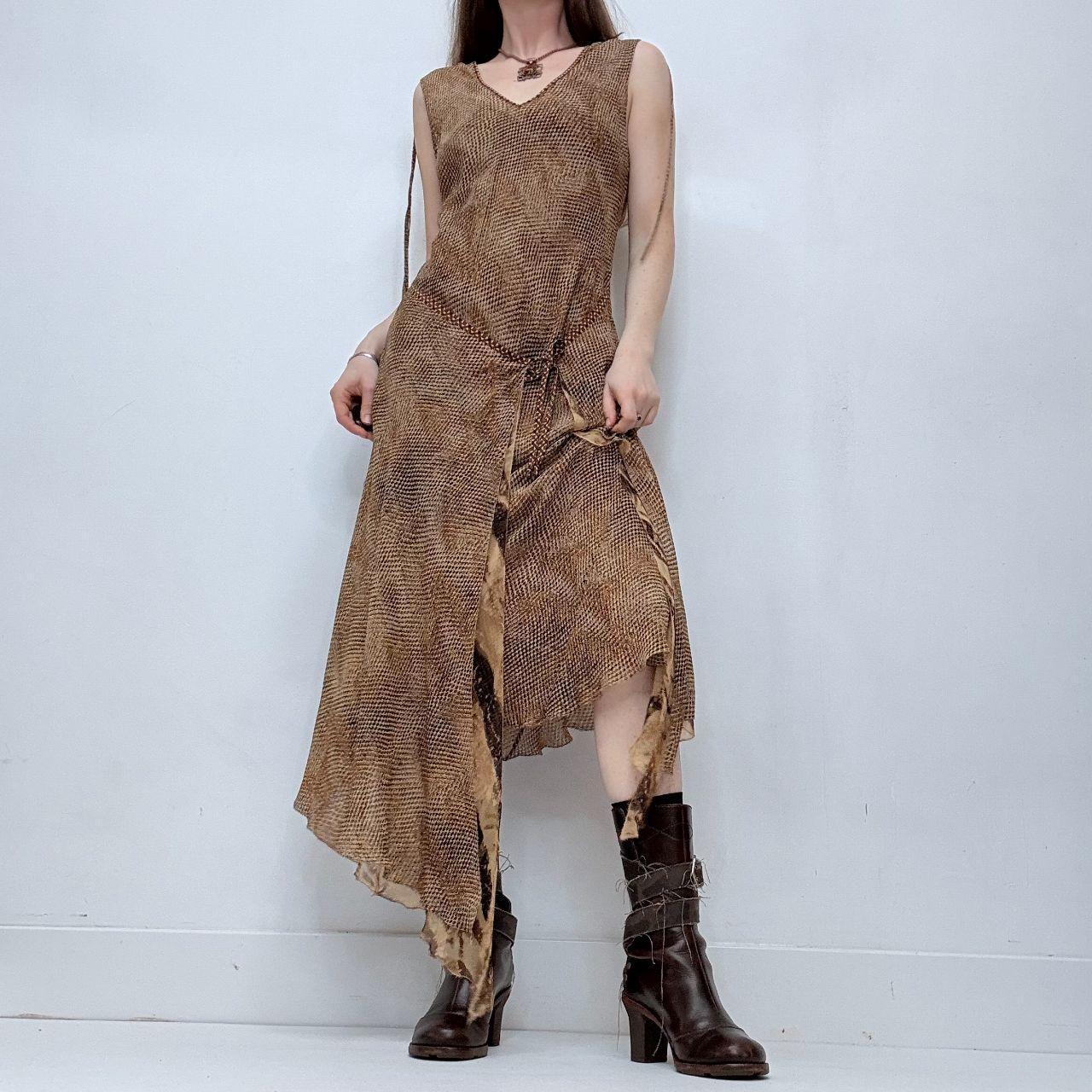 Asymmetric layered tie waist cargo dress