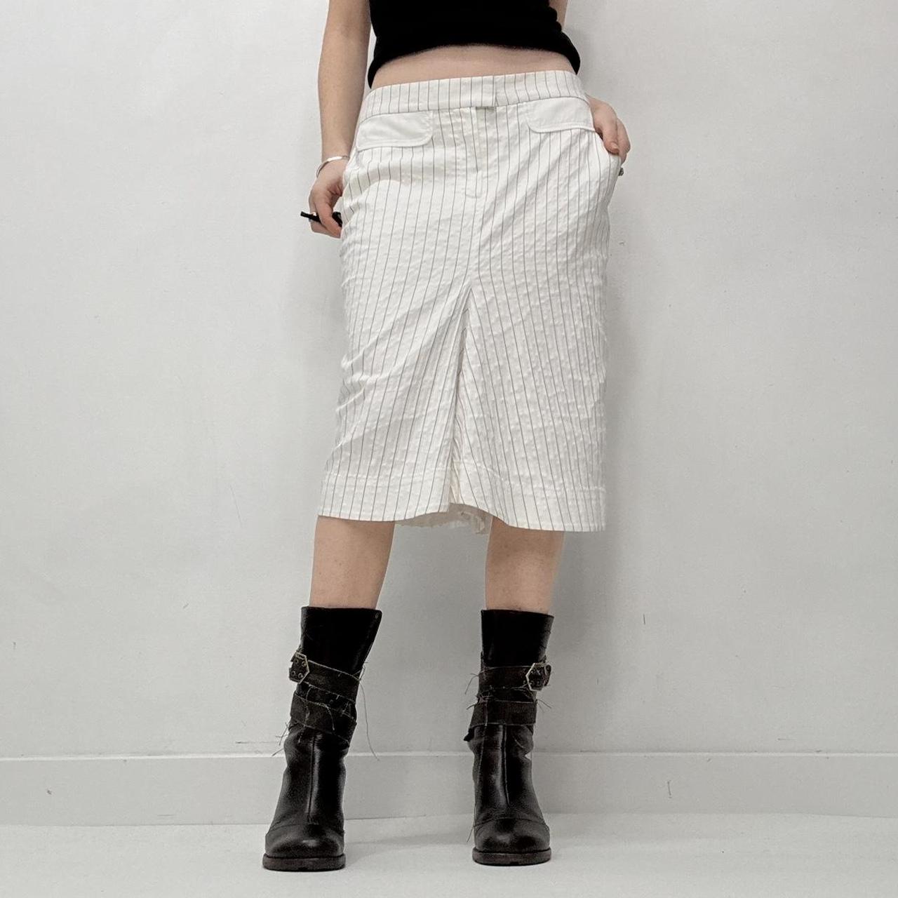 White pinstripe kenzo midi skirt