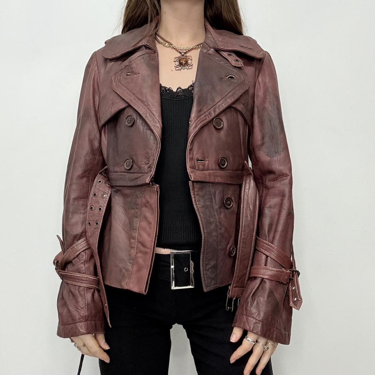 Crop distressed allsaints leather trench