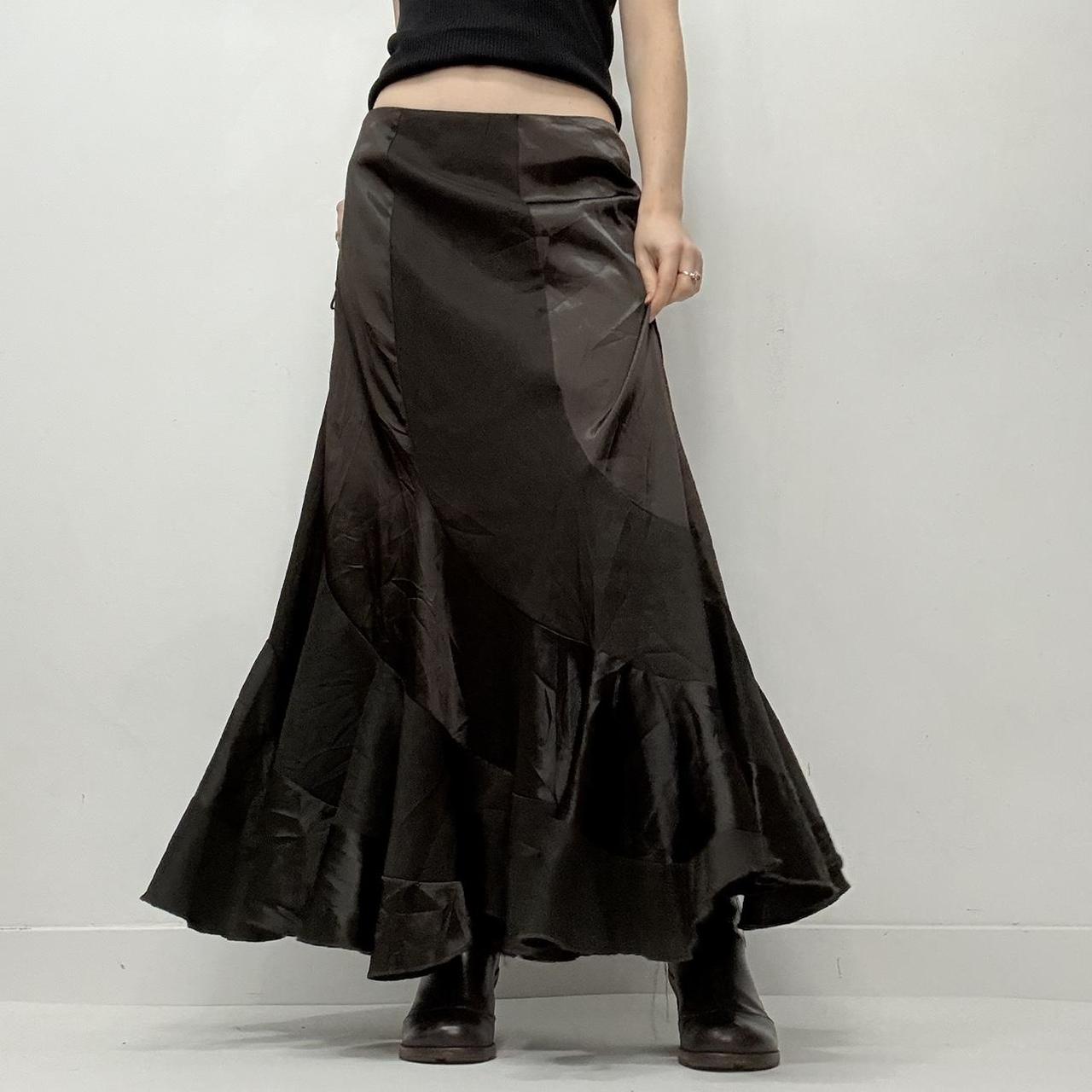 Brown layered maxi skirt