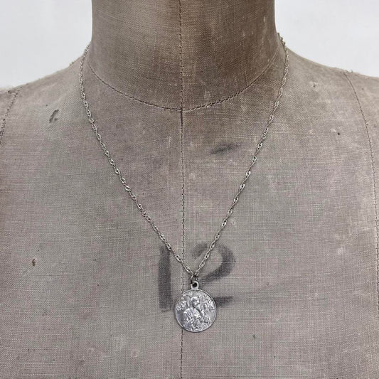 Silver chain coin necklace