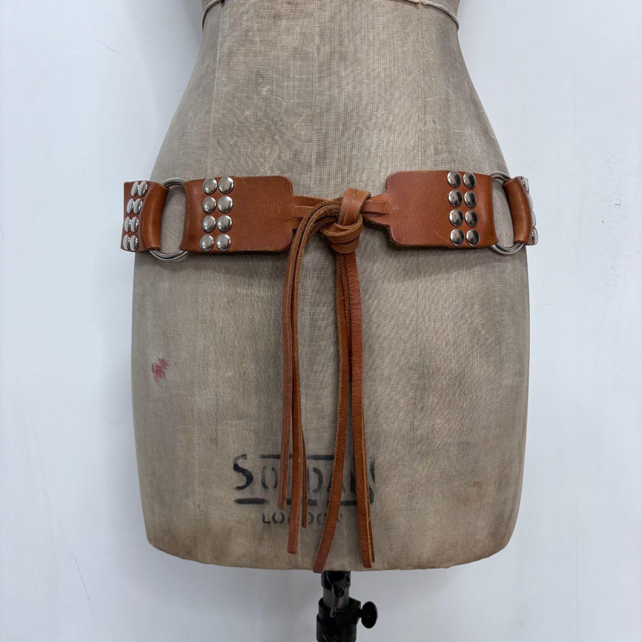 Tan leather studded western belt