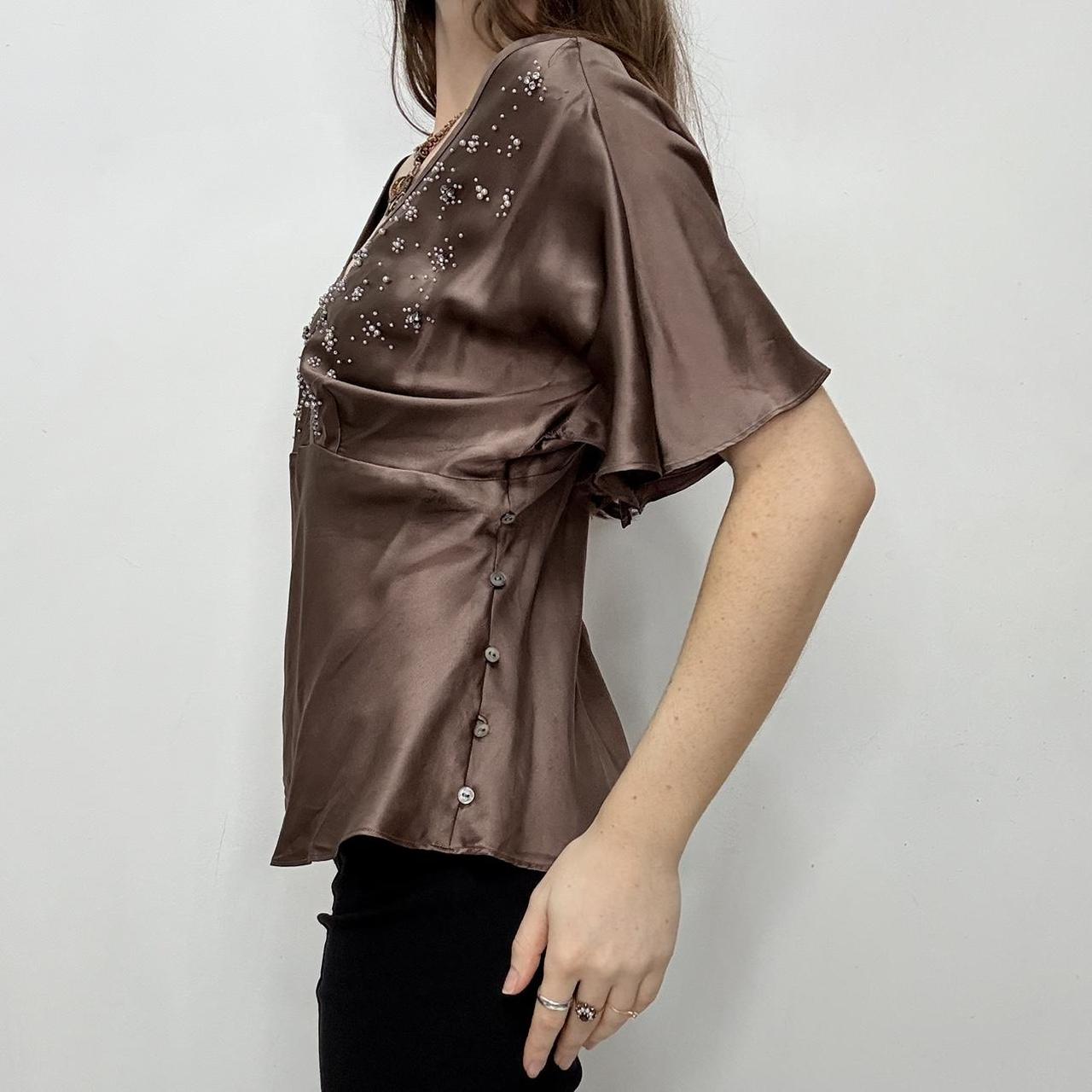 Brown satin flared floaty fairy top