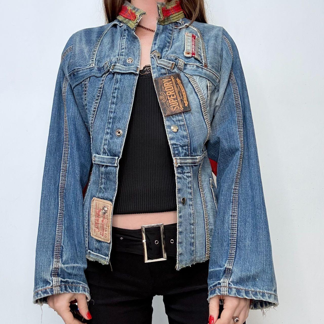 Deconstructed flared jean handmade jacket