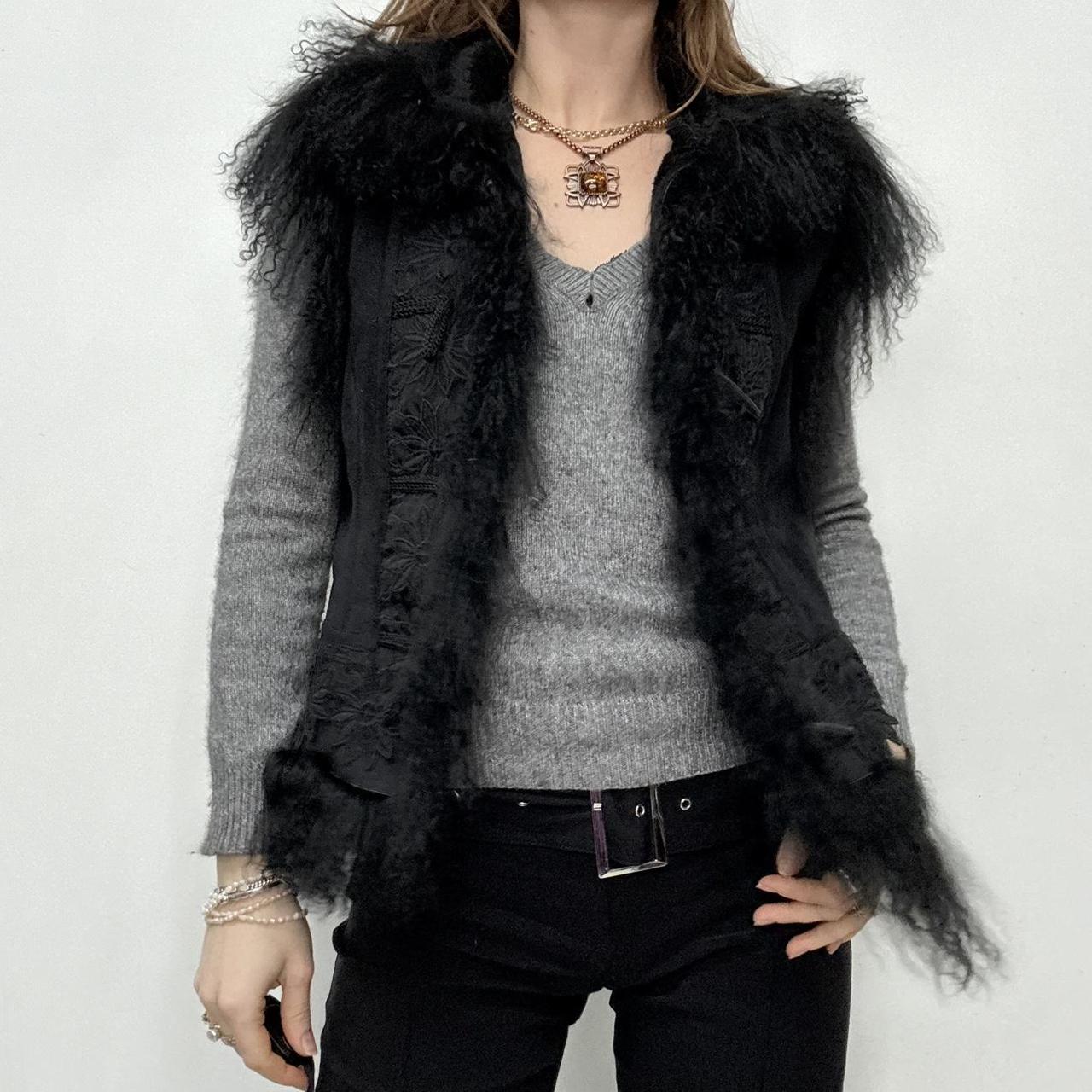 Boho Mongolian fur black vest