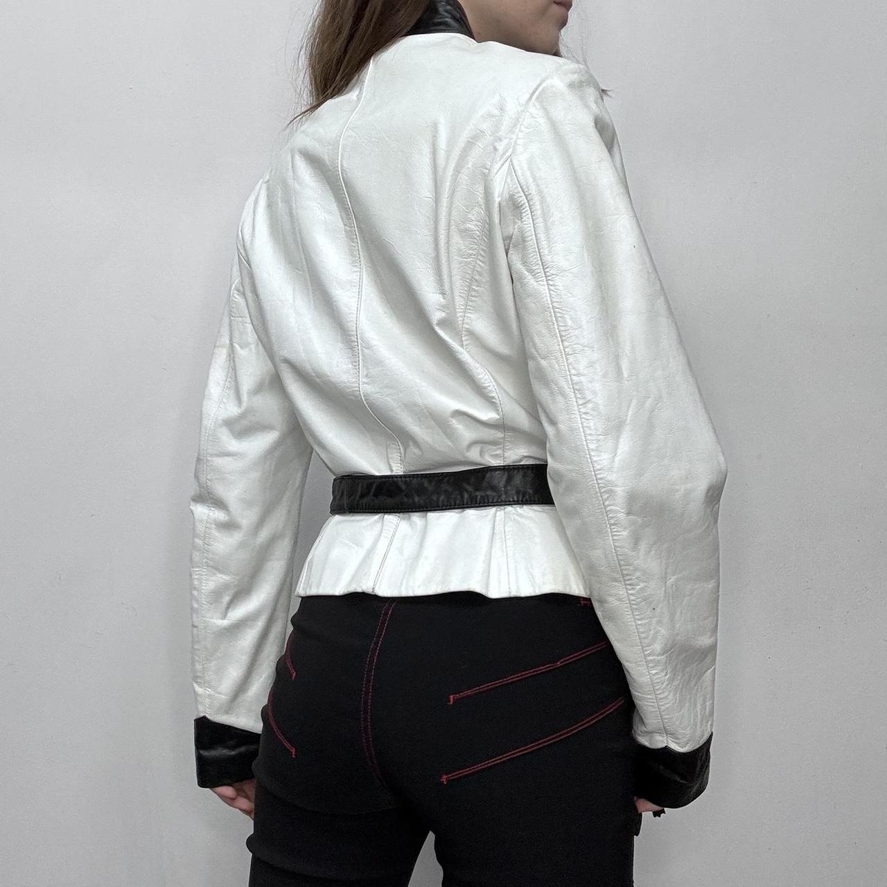 White leather vintage asymmetric jacket