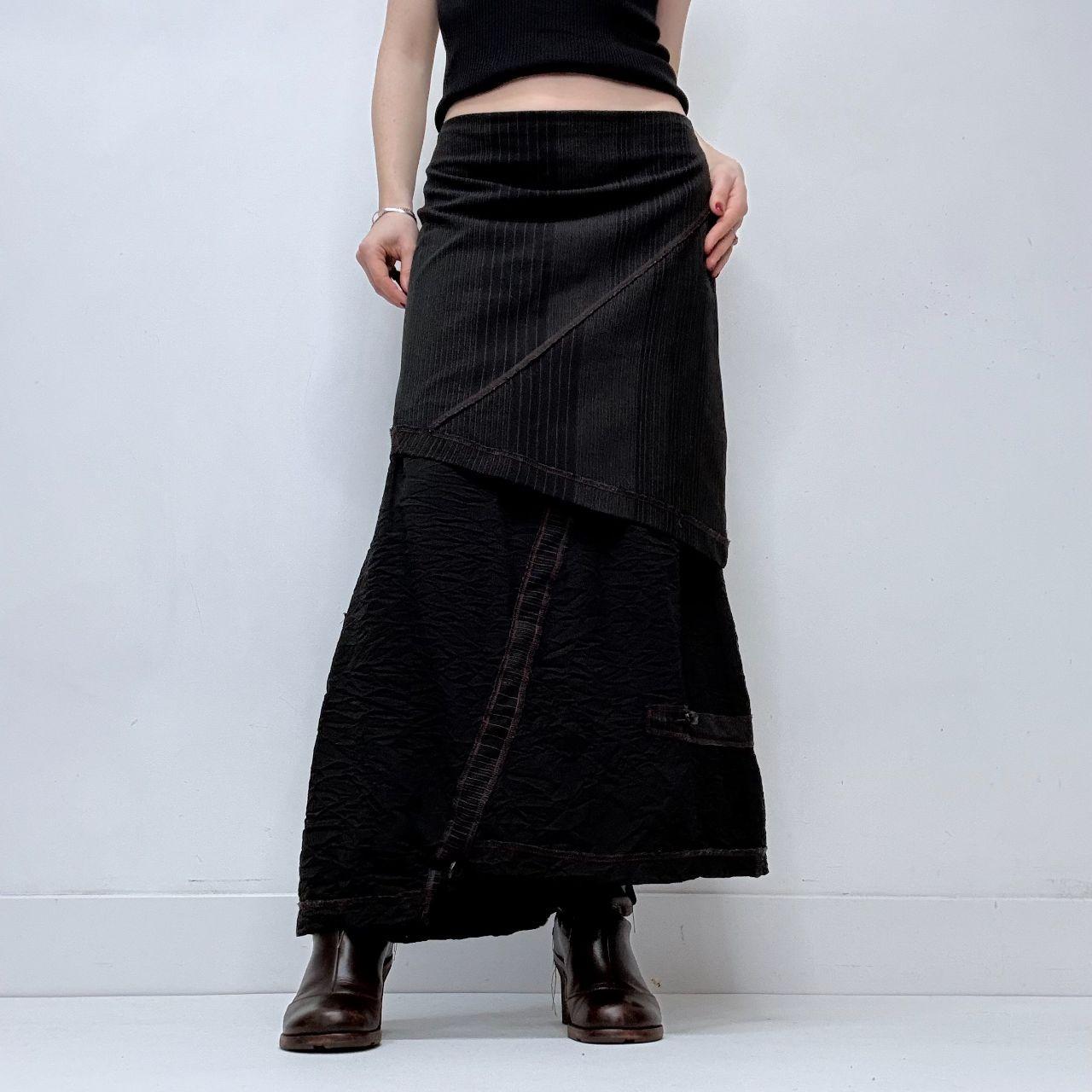 Asymmetric layered grunge pinstripe skirt