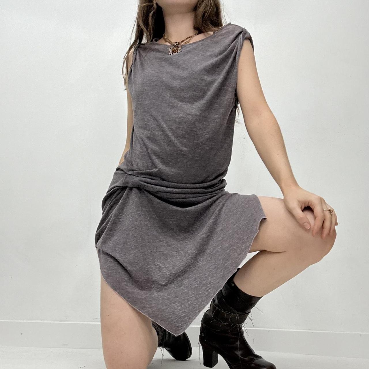 Asymmetric jersey gathered mini dress
