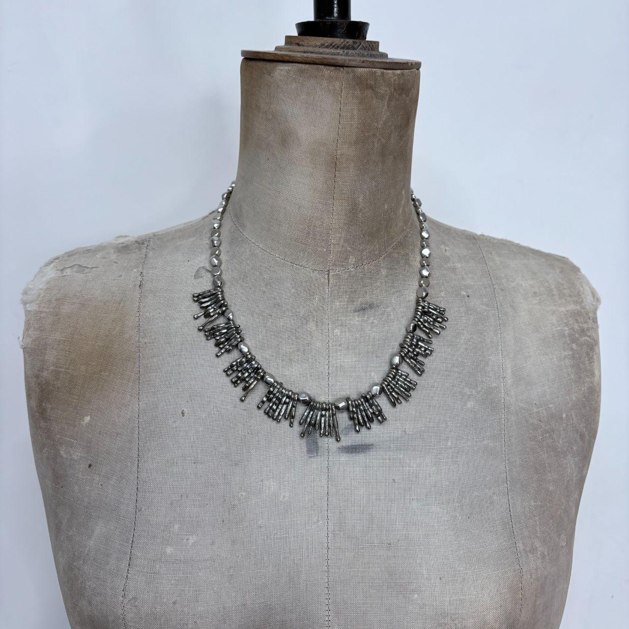 Silver hammered  necklace