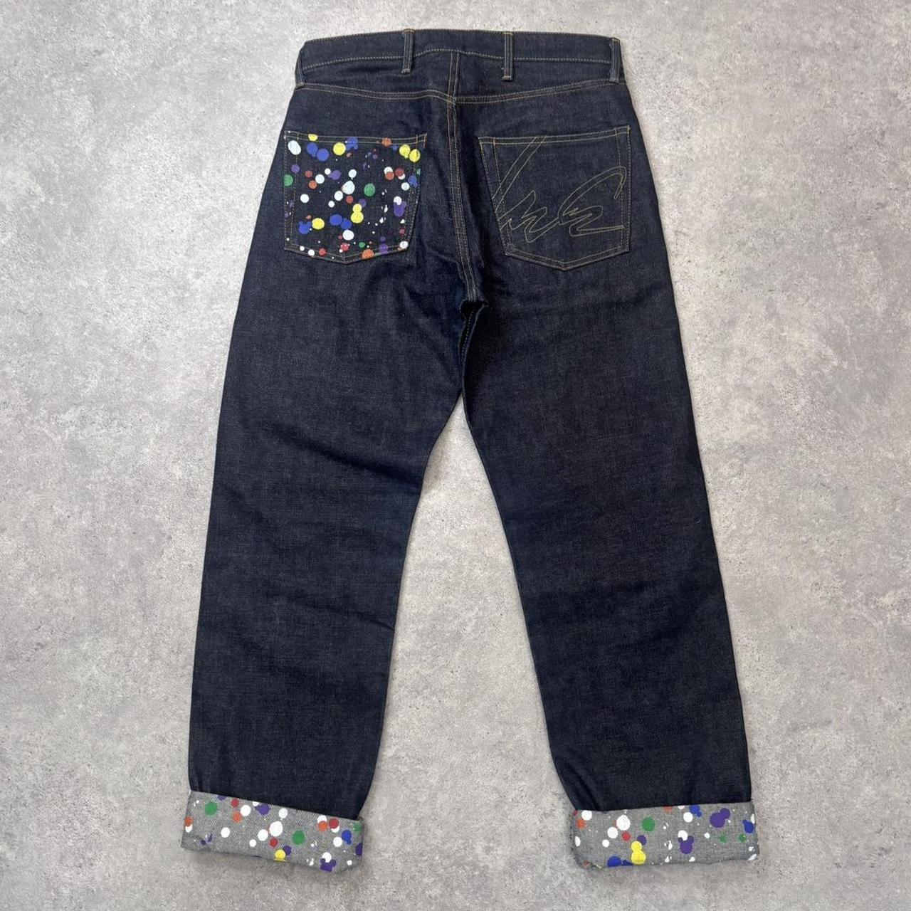 Dark denim salvage denim barrel leg jeans