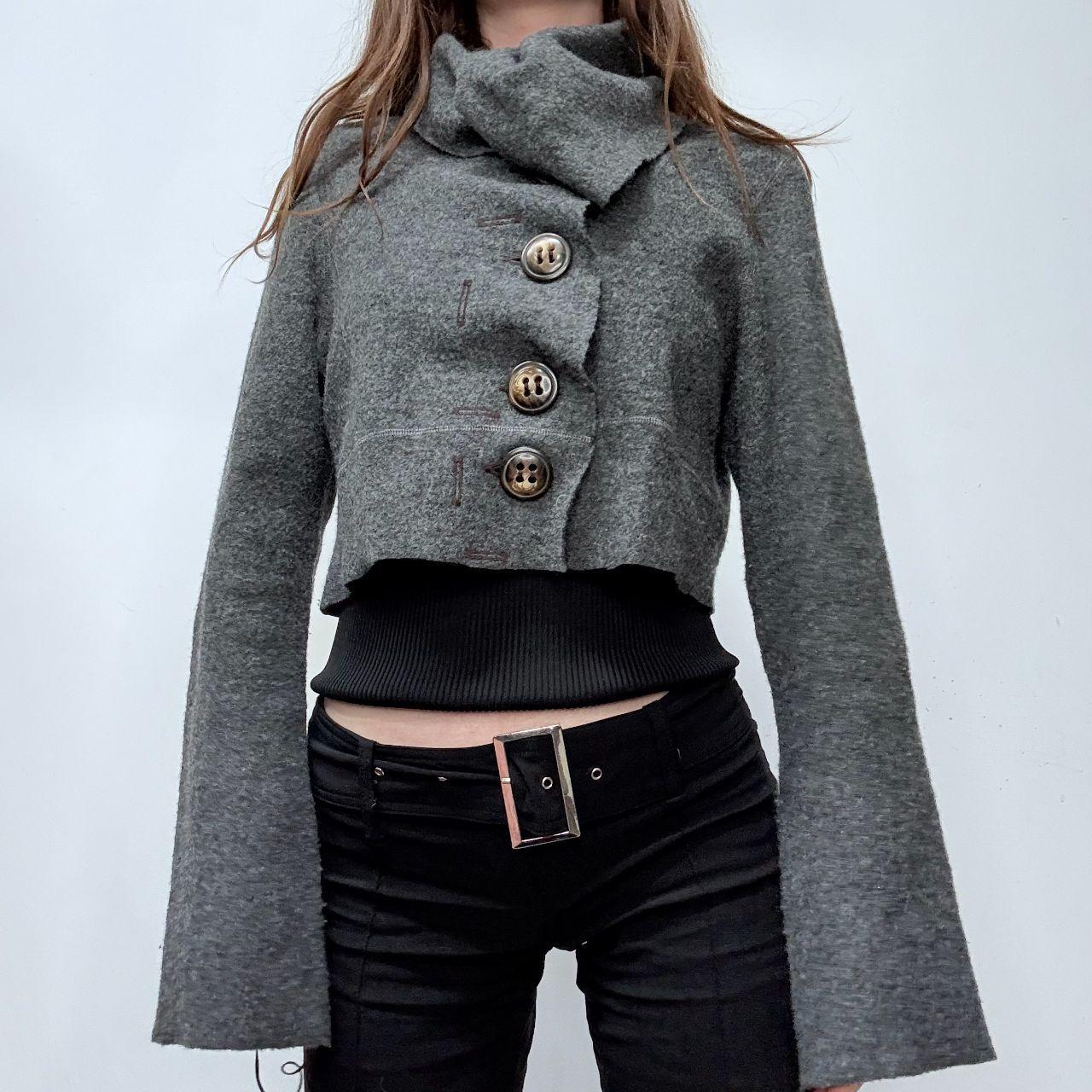 Grey flared asymmetric cropped jacket