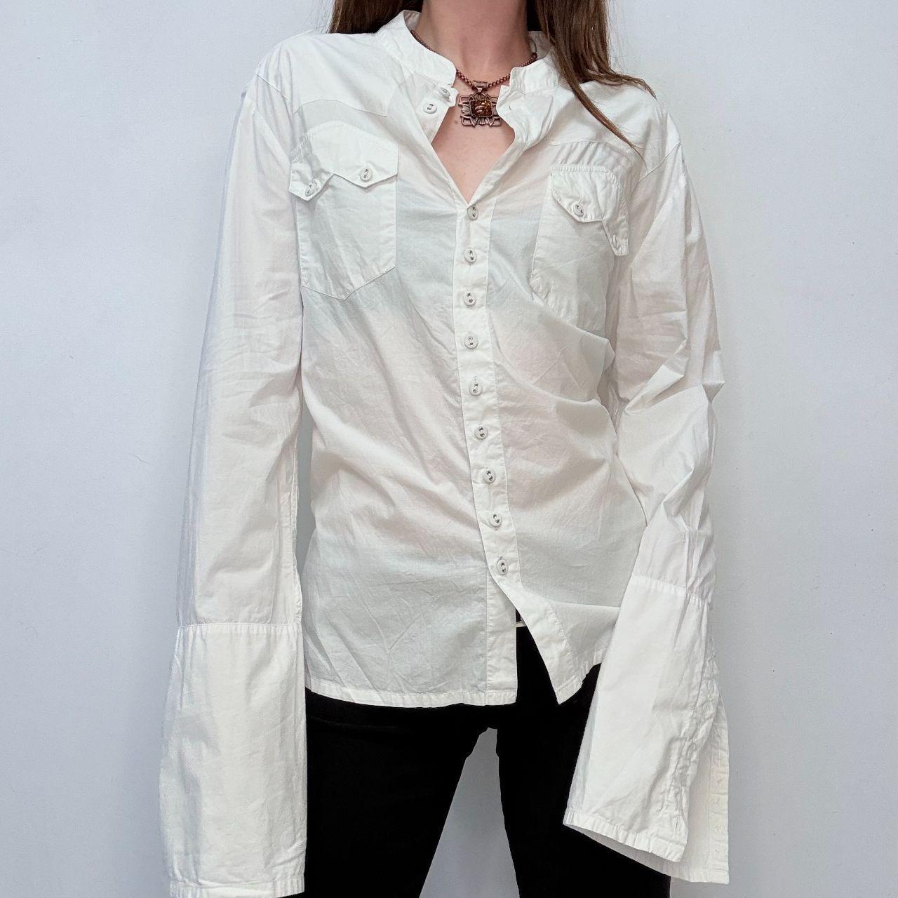 White button-up flare shirt