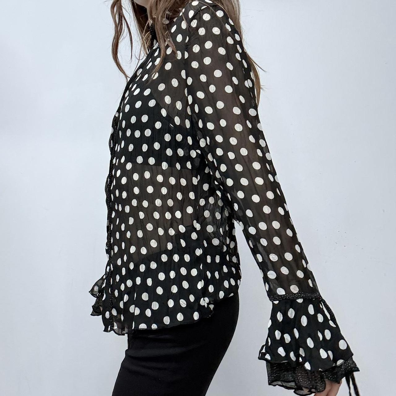 Sheer polkadot lace ruffle shirt