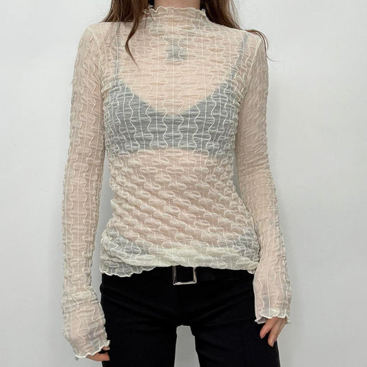 Sheer crinkle plisse slouchy top