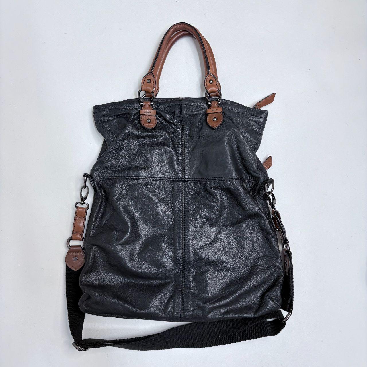 Black buckle leather bag