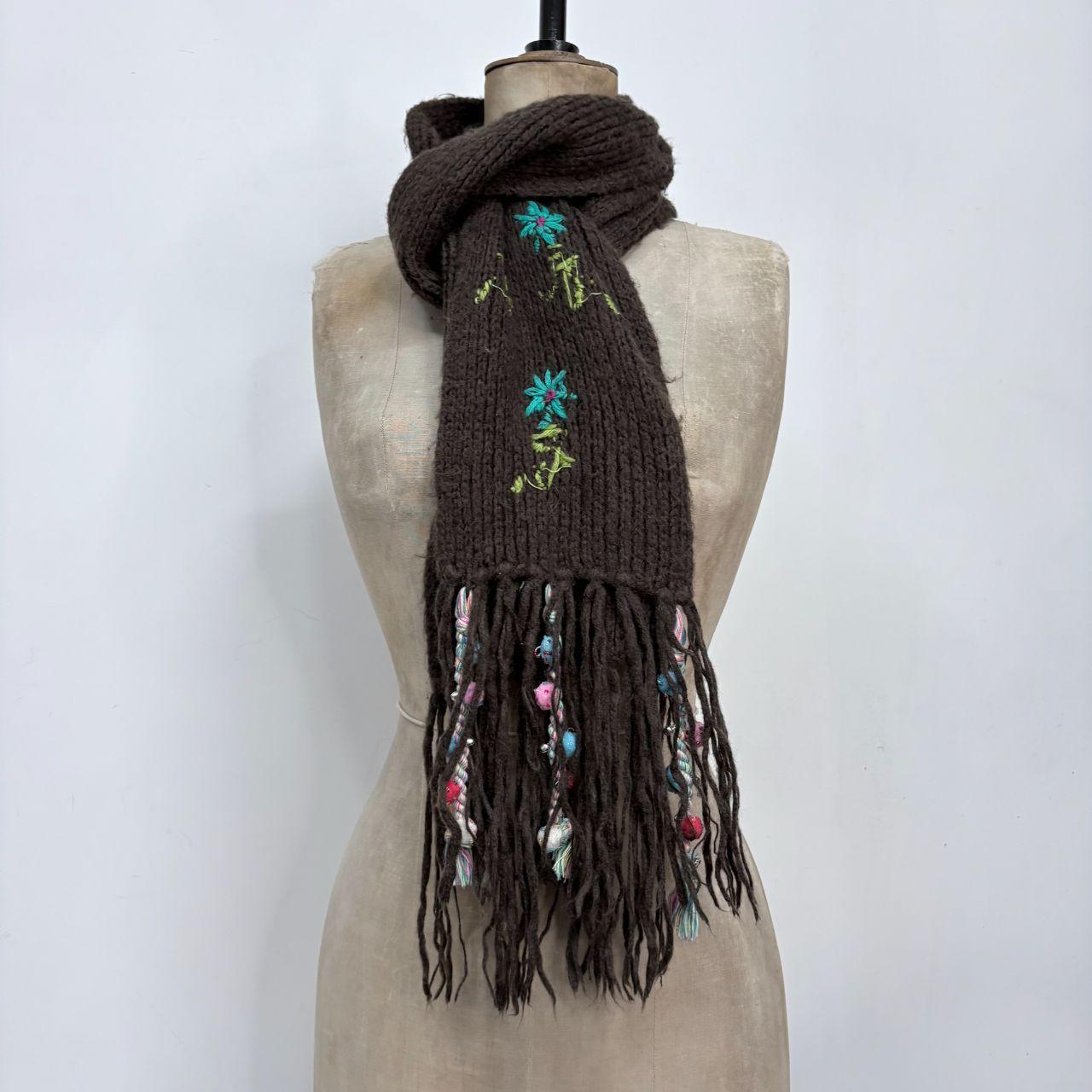 Brown flower fairy wool scarf