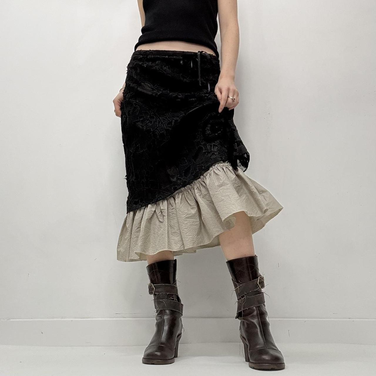 Black lace pinstripe layered skirt