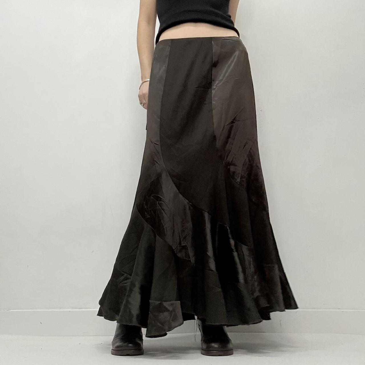 Brown layered maxi skirt