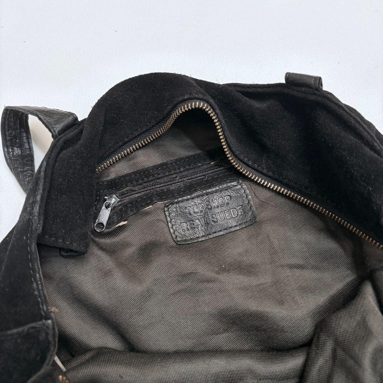 Black suede studded hardware bag