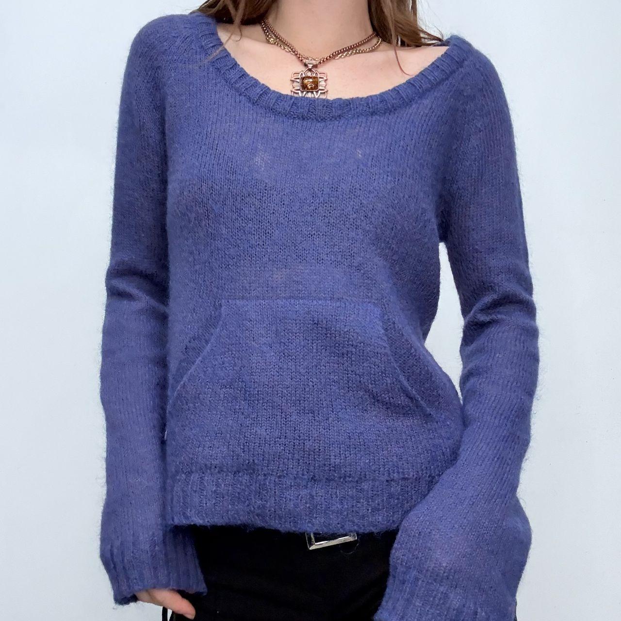 Sheer mohair knit blue jumper