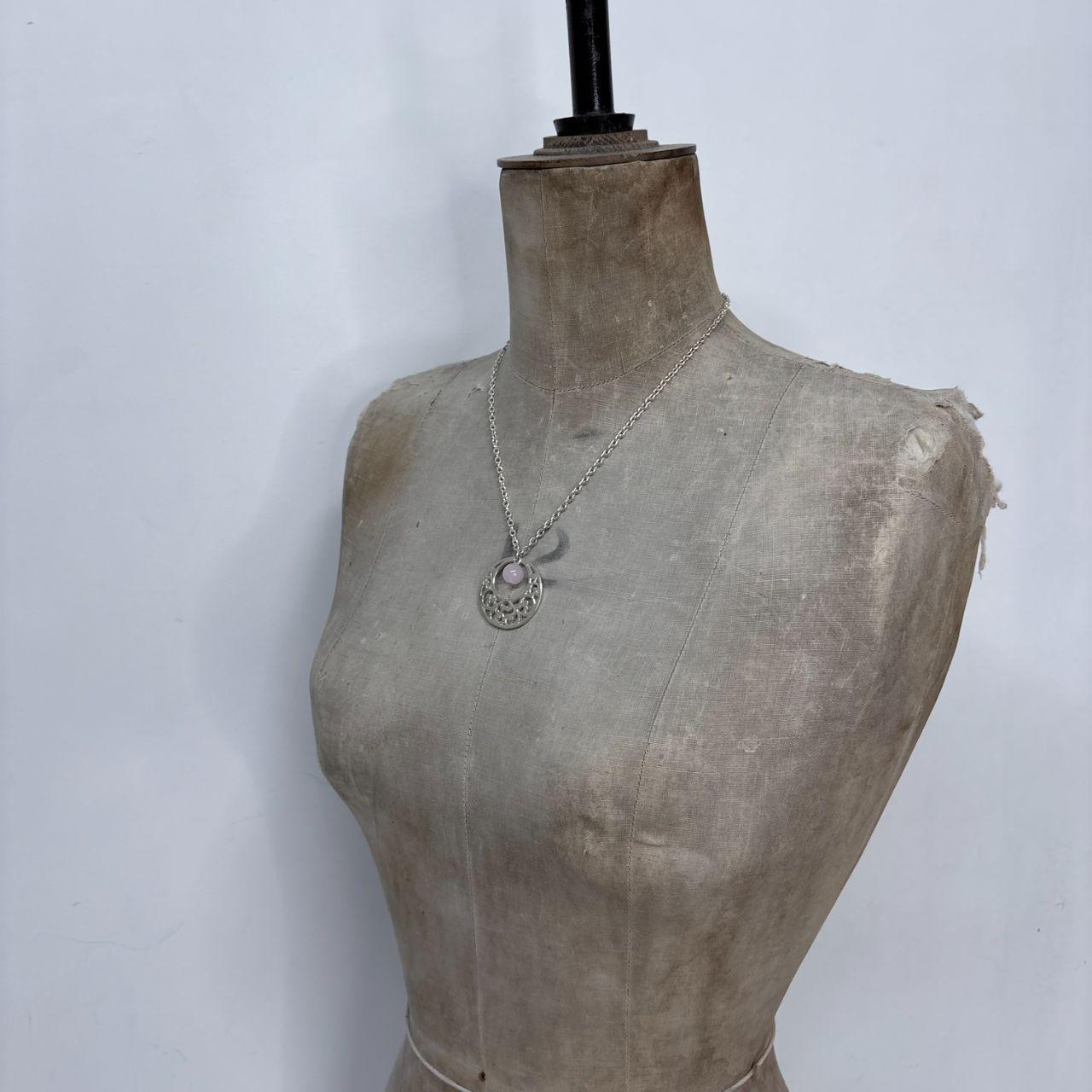 Silver engraved circle bead necklace