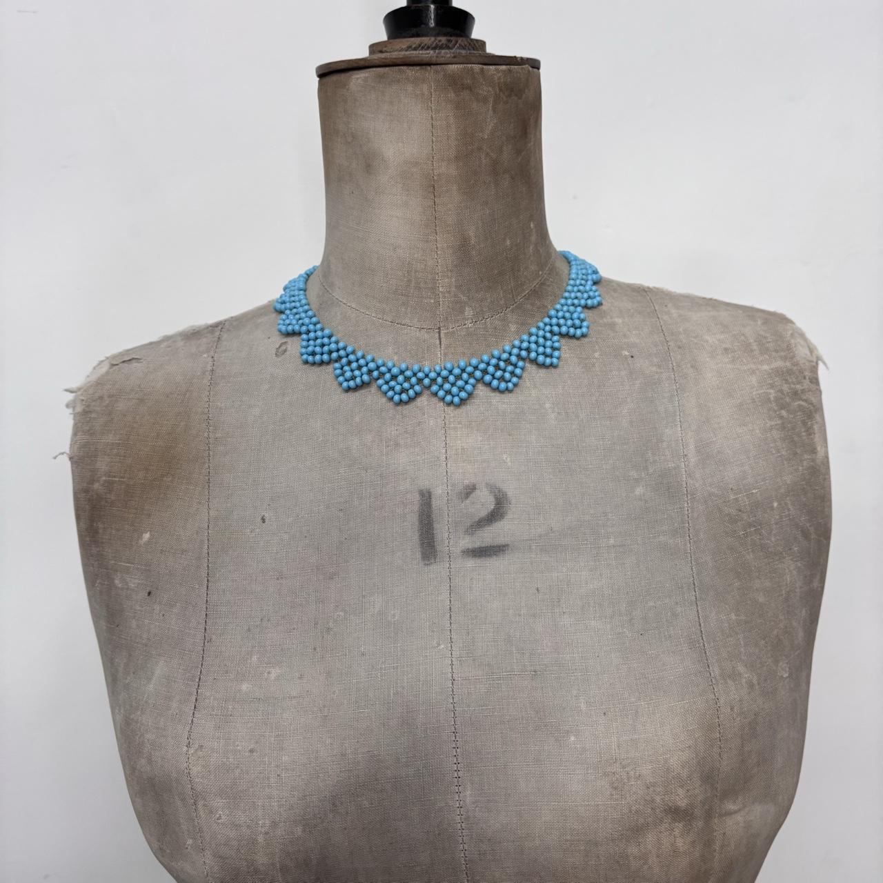 Blue beaded collar necklace