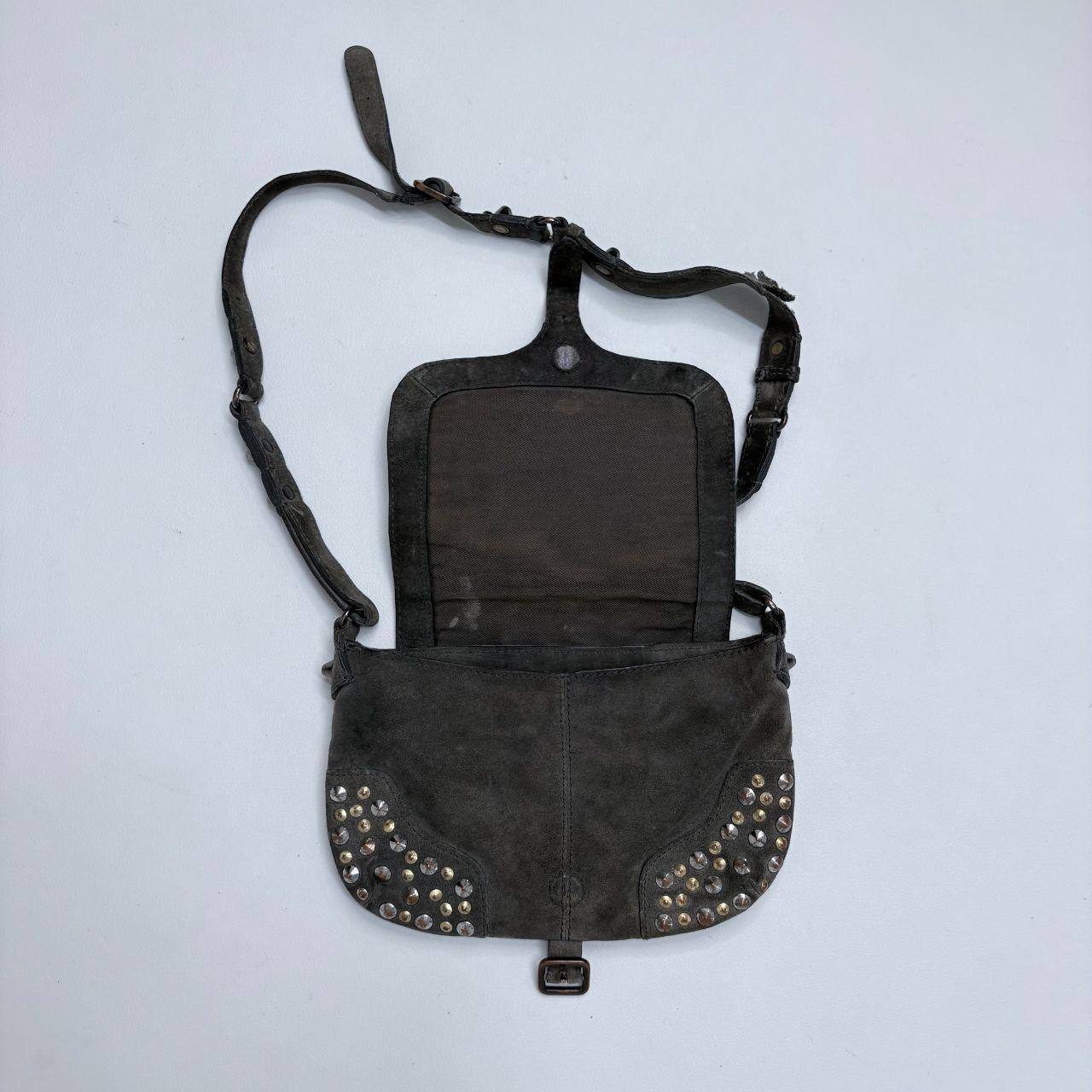 Studded khaki leather bag