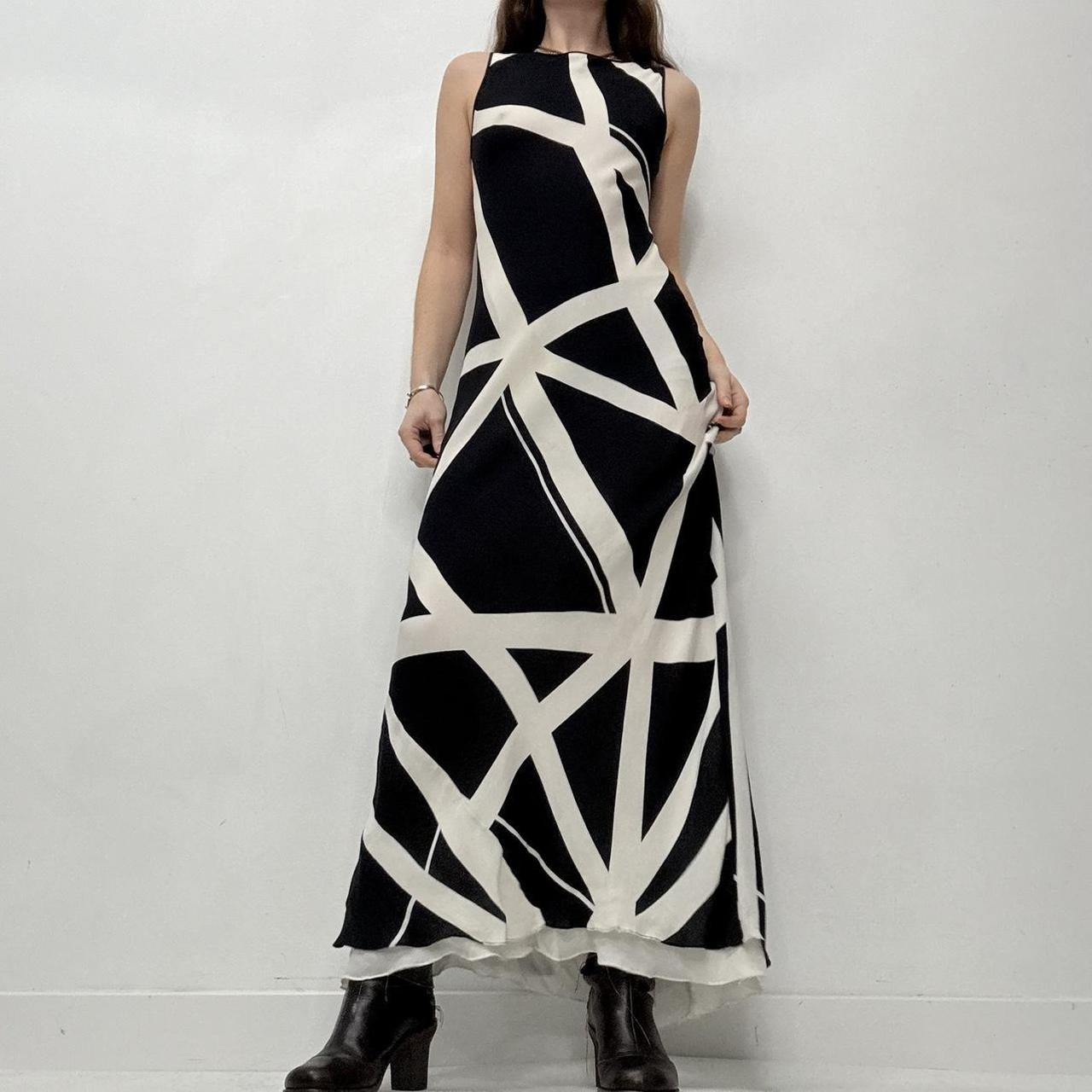 Black silk printed maxi dress