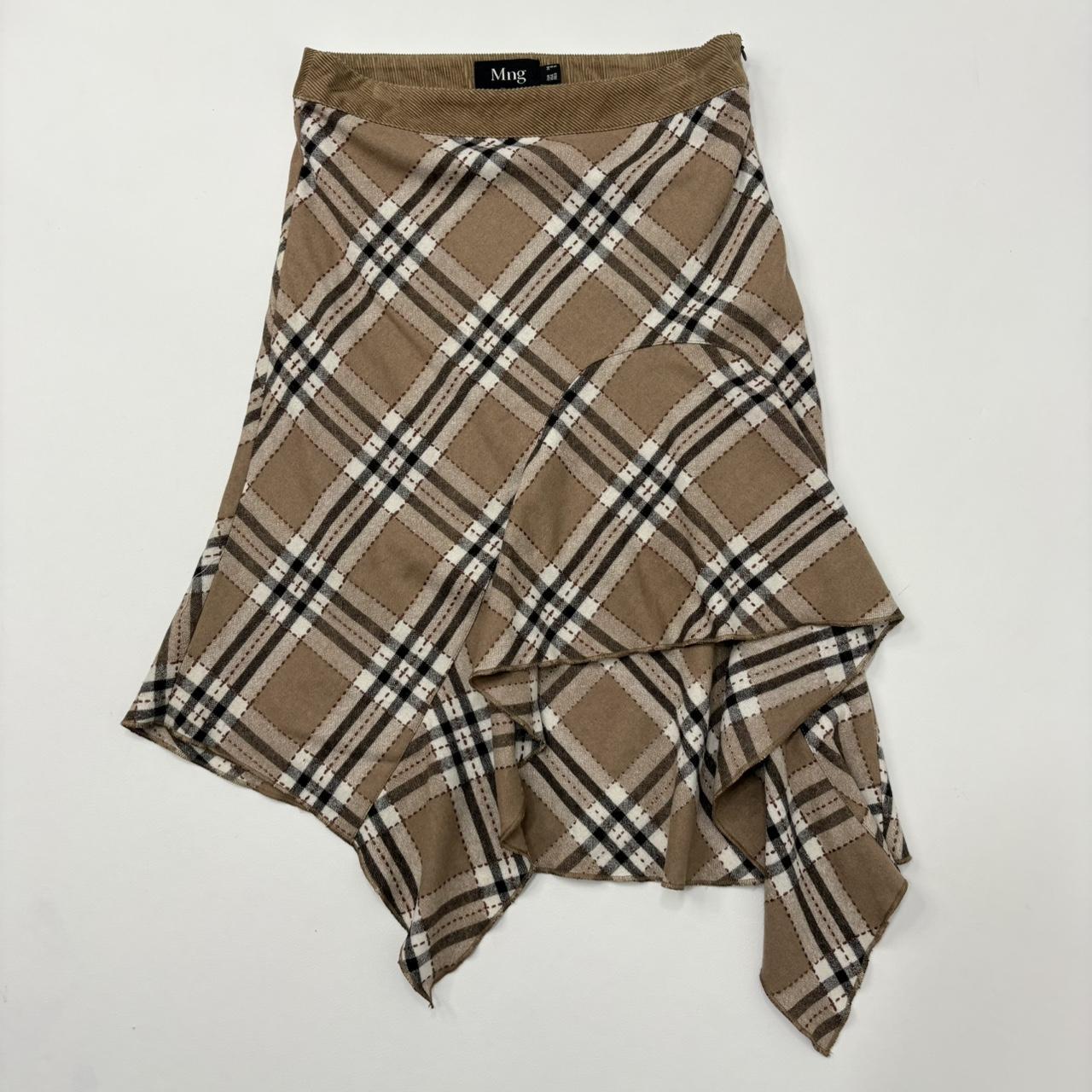 Tartan checked asymmetric ruffle skirt