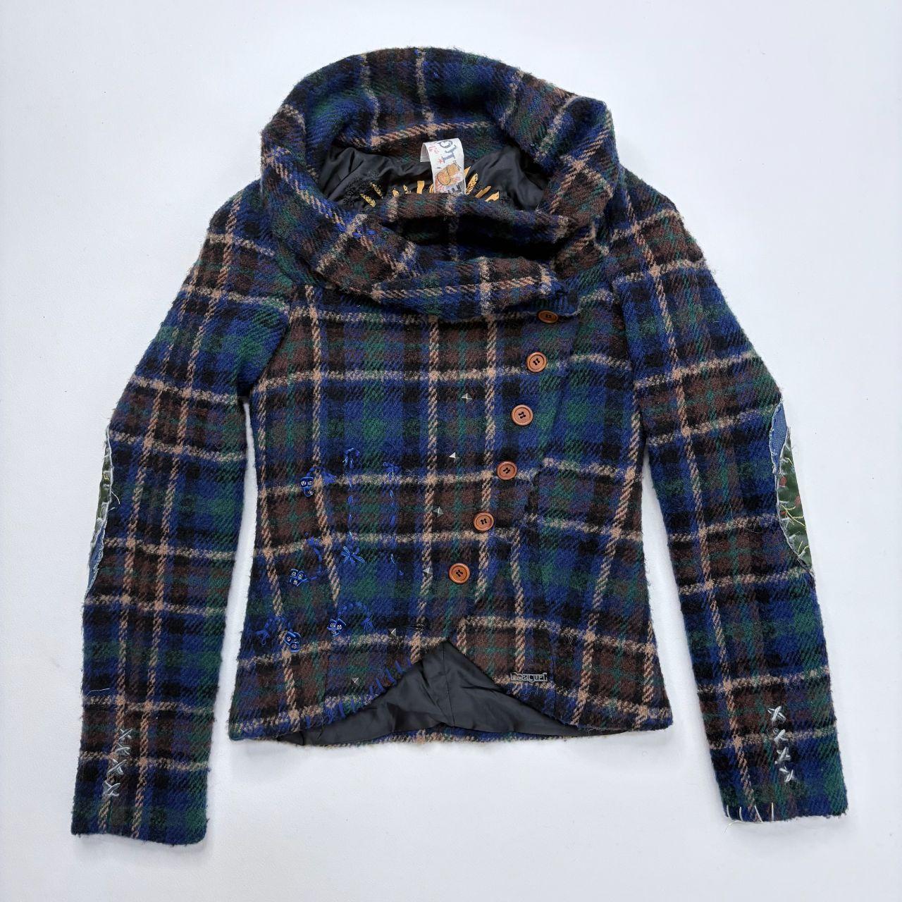 Tartan asymmetric flared jacket