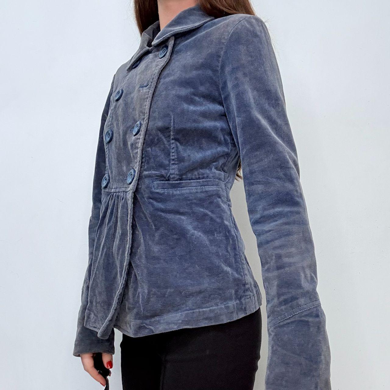 Blue velvet button peacoat