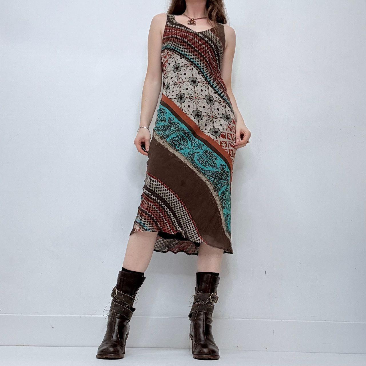 Bias-cut striped patterned summer dress