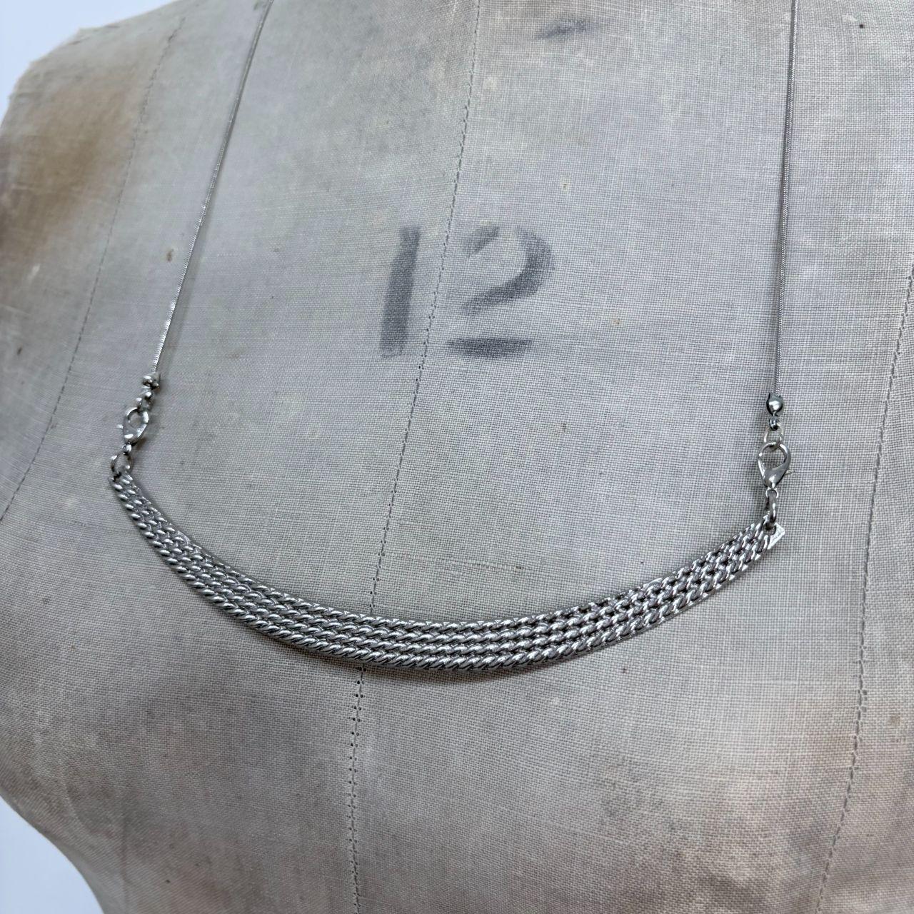 Long silver minimalist chain necklace