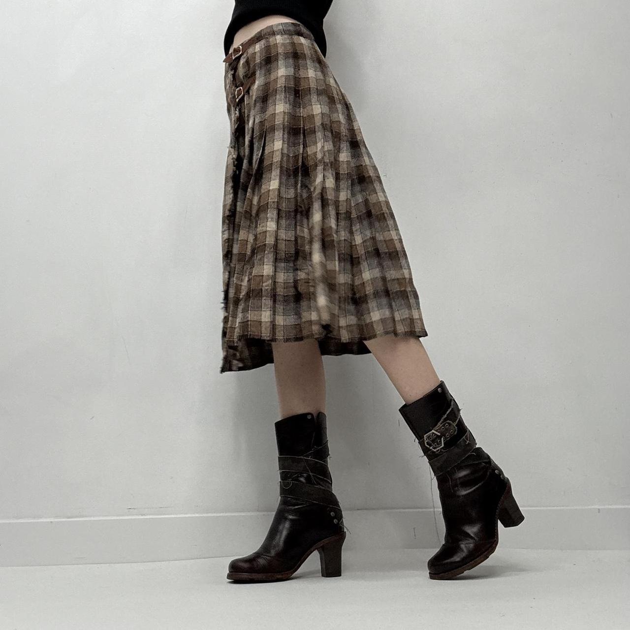 Tartan checked wrap midi skirt