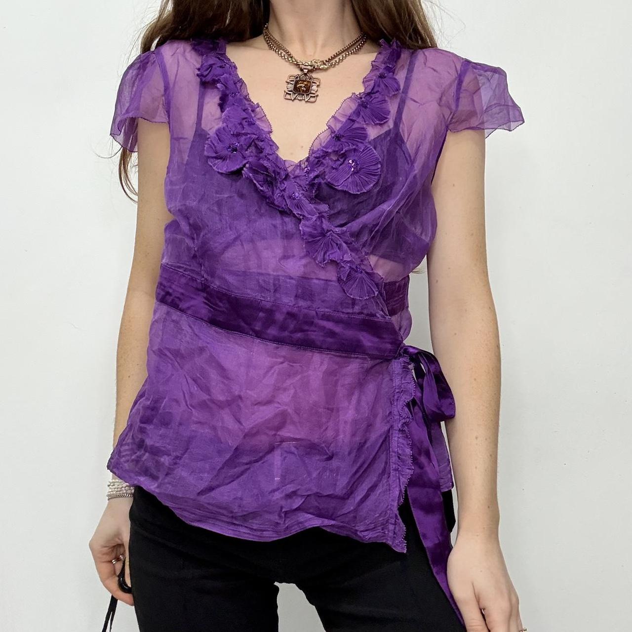 Sheer ruffle flutter fairy blouse