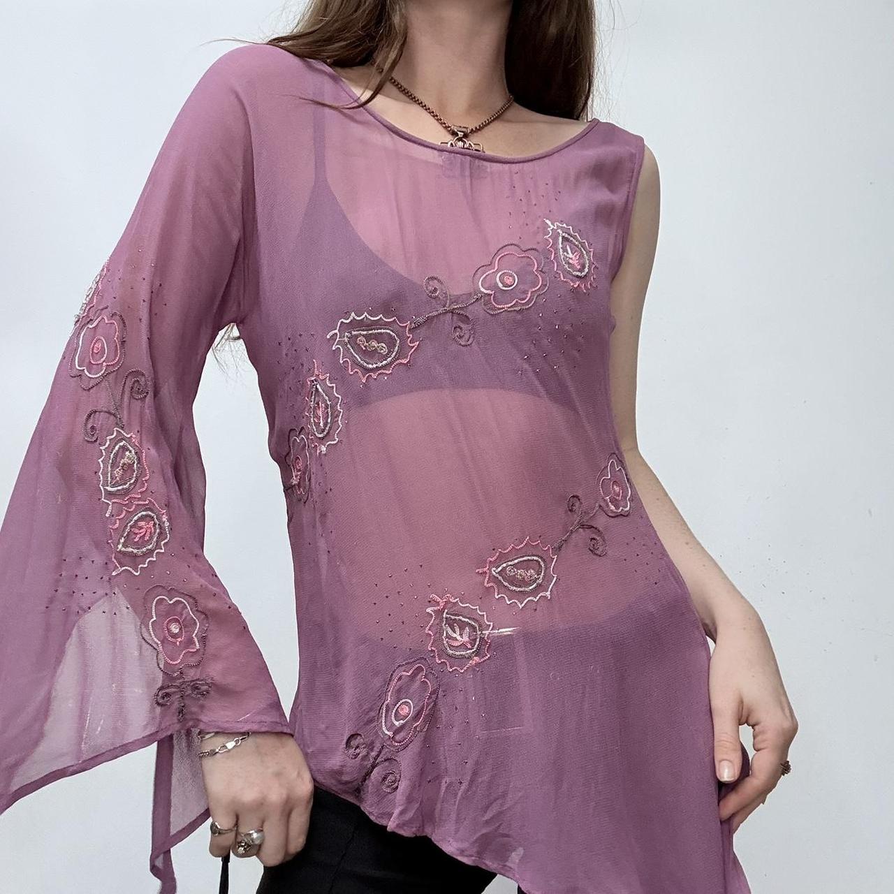 Sheer asymmetric flared fairy shirt
