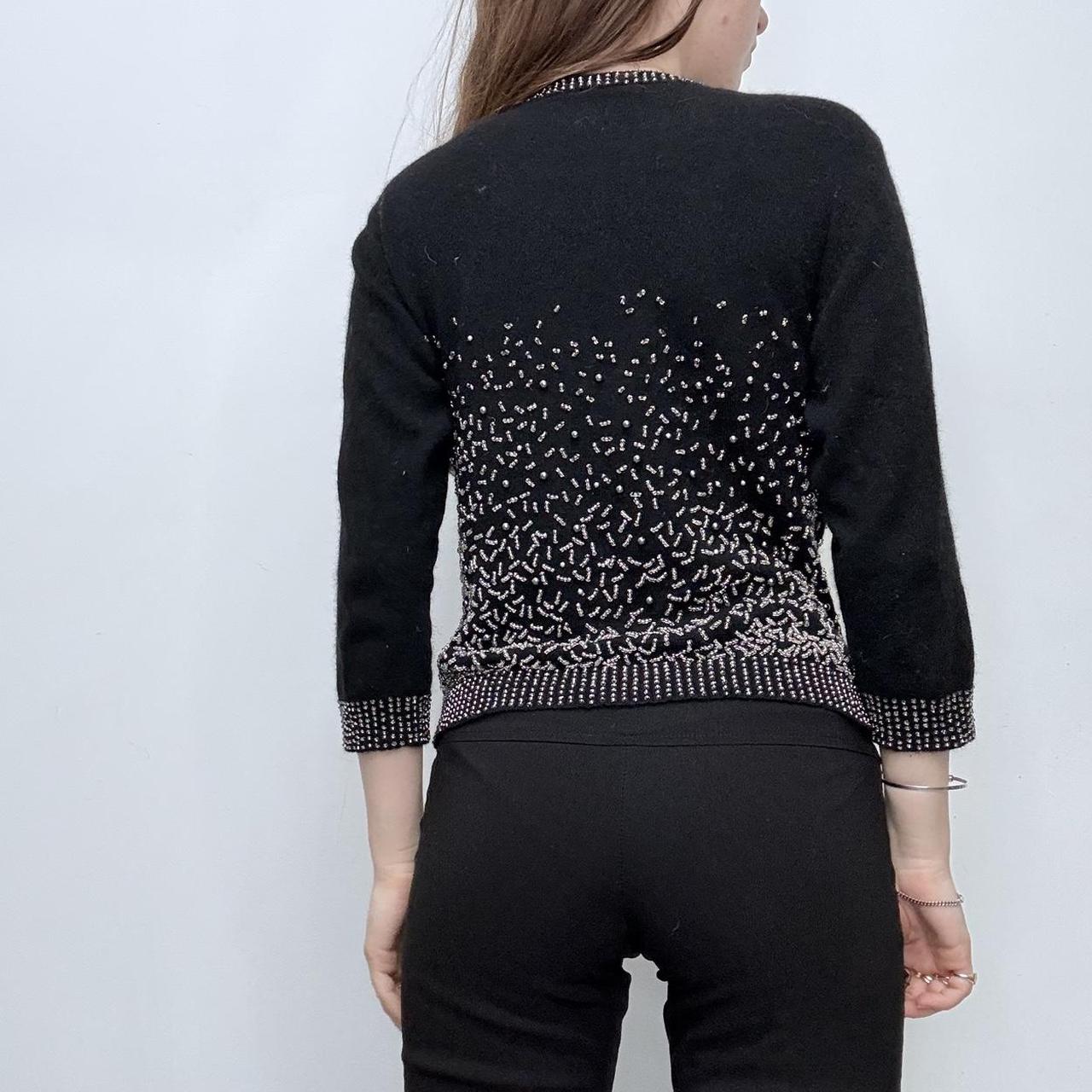 Black beaded wool cardigan