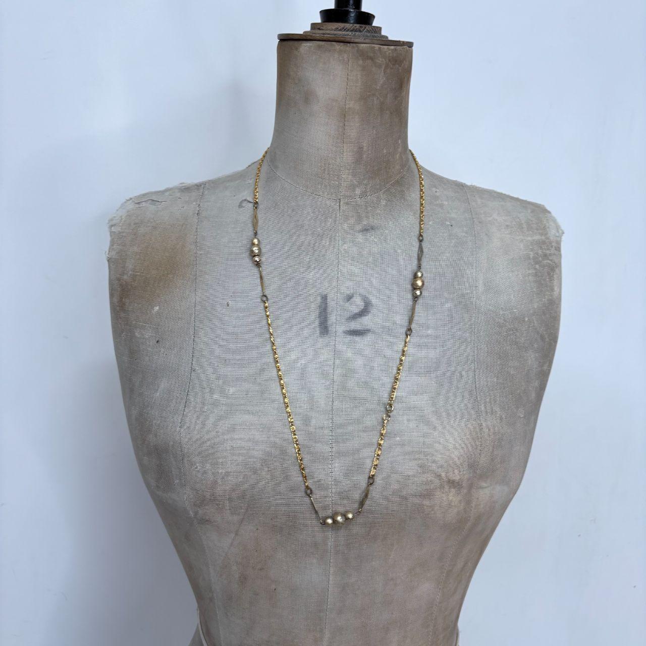 Long gold ball twist chain necklace