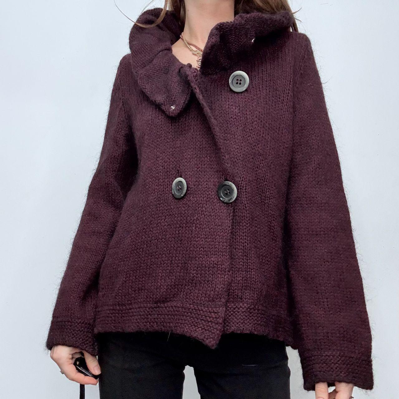 Asymmetric pinstripe flared knit jacket