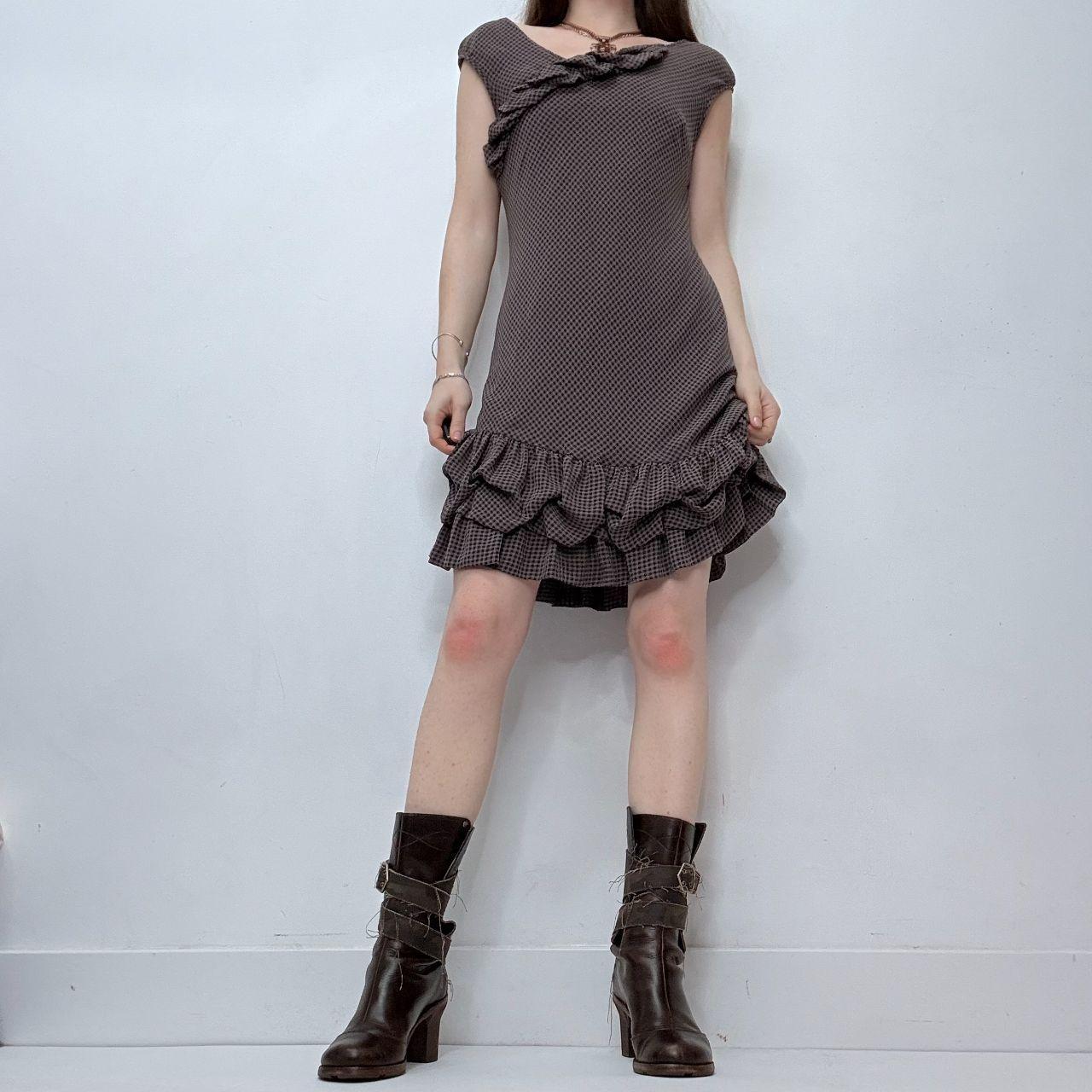Asymmetric cop copine gingham dress
