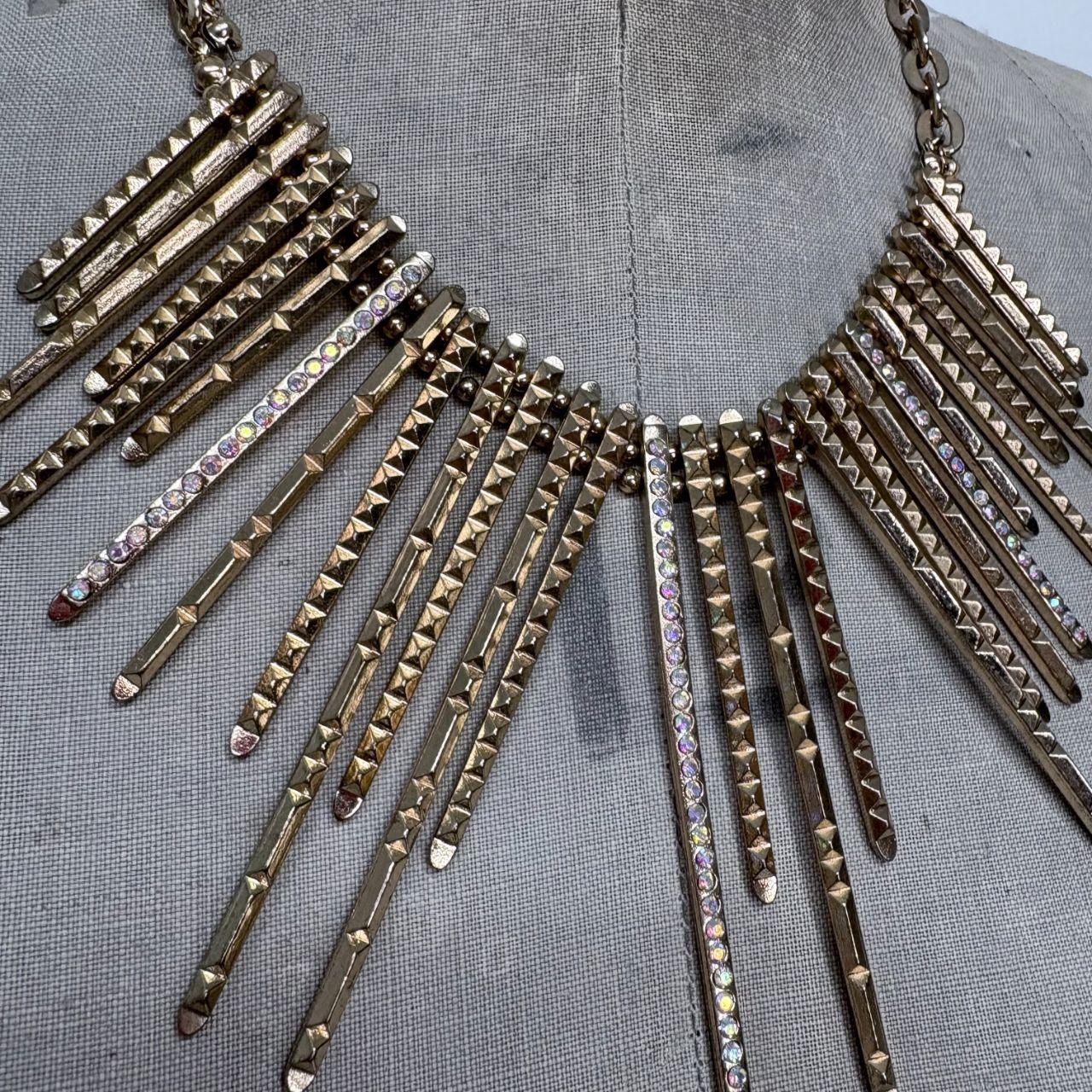 Gold metal layered shard necklace