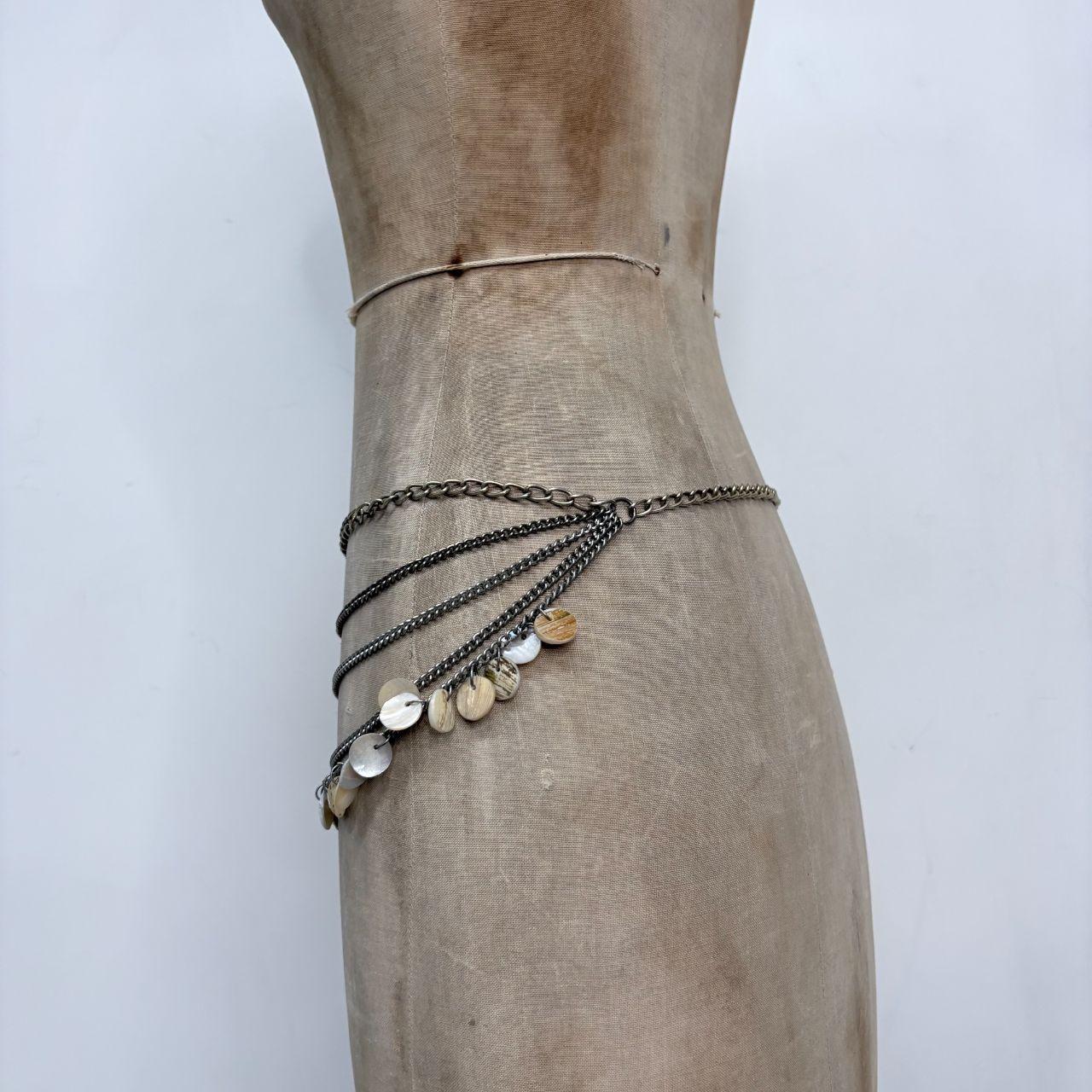 Draped silver coin cop copine waist chain