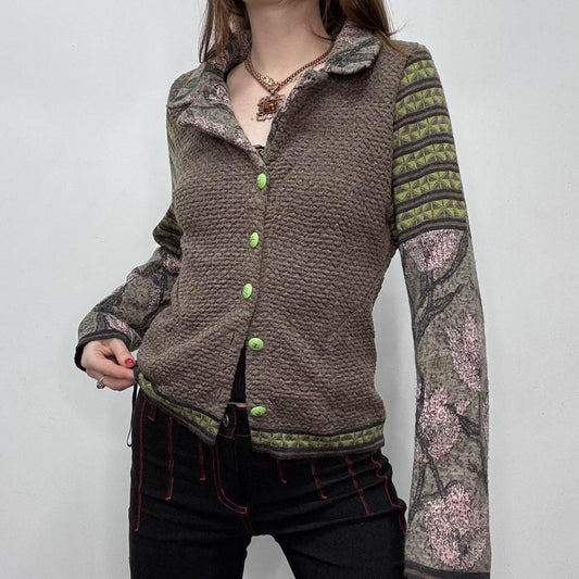Knitted patterned knit cardigan