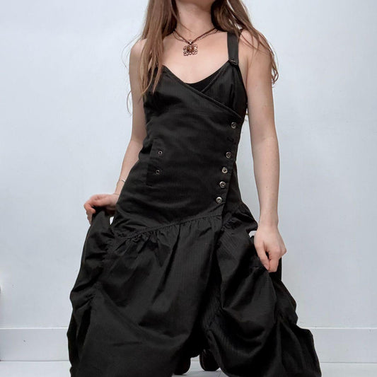 Asymmetric black cargo dress